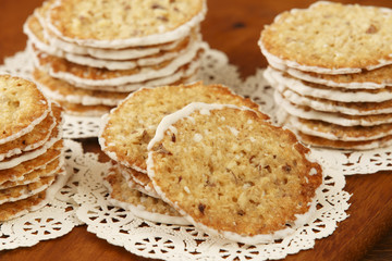 White Chocolate Honey Almond Florentine Cookies