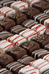 Petit Fours White and Dark Chocolate miniature square cakes.