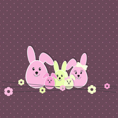 Obraz na płótnie Canvas Hasenfamilie - Happy Easter - Vektor Grafik