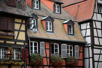Half-timbered facades in Colmar