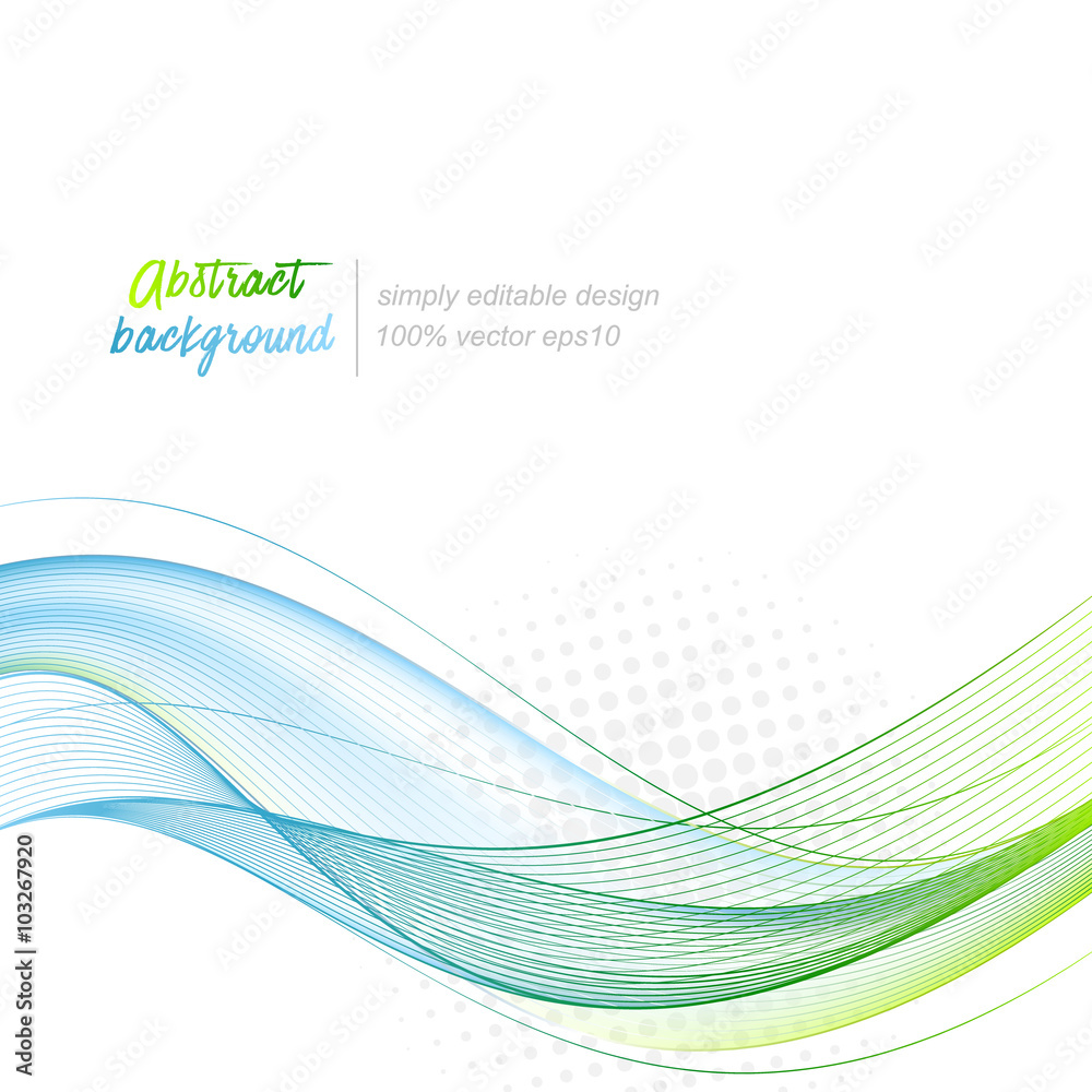 Poster abstract vector background with wavy pattern and halftone effect.