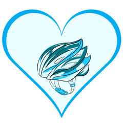 Naklejka premium Bicycle helmet in a heart