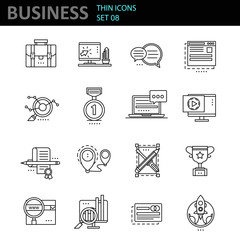 Modern thin line icons set for business