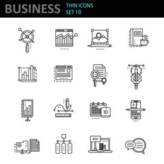Modern thin line icons set for business