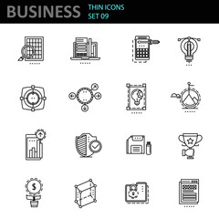 Modern thin line icons set for business