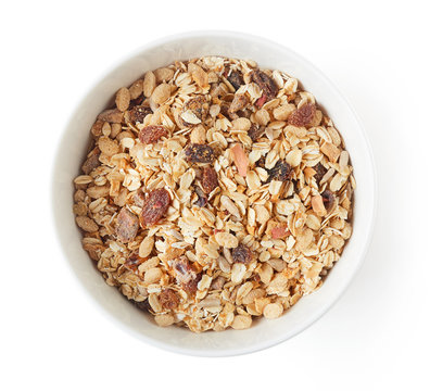 Bowl Of Muesli On White Background