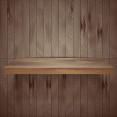Fototapeta na wymiar vector wooden wall and a shelf. wooden elements for design. Empt