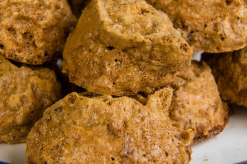 chocolate chip cookies on a plate.