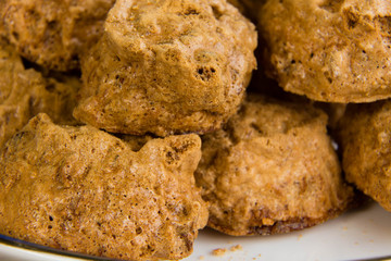 chocolate chip cookies on a plate.