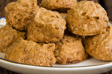 chocolate chip cookies on a plate.