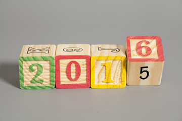2016 New Year wooden cubes