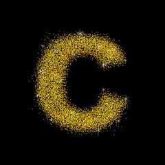 Gold dust font type letter C