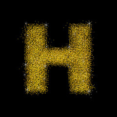 Gold dust font type letter H