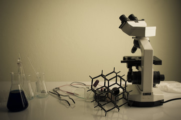 Medical or chemistry science background with microscope