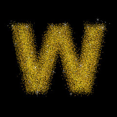 Gold dust font type letter W