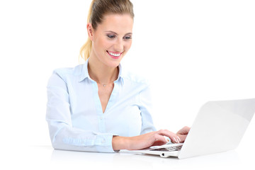 Businesswoman working on laptop
