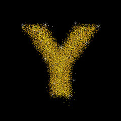 Gold dust font type letter Y
