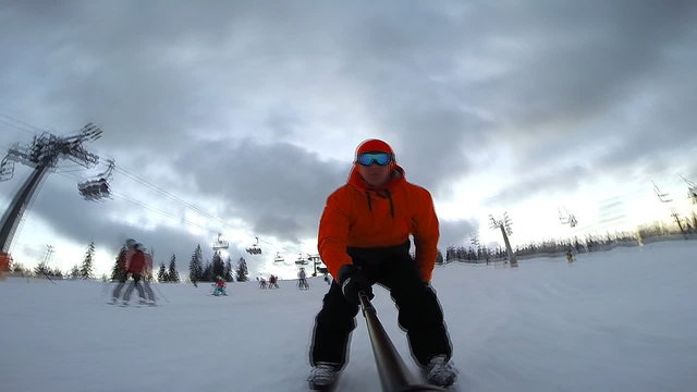 Skier speeding down the ski slope