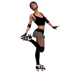 Roller Derby Girl Showing Off With White Isolated Background