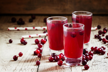 Cranberry juice, selective focus
