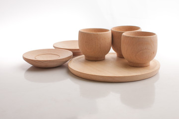 wooden plate isolated on white background