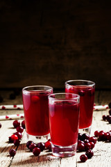 Cranberry juice, selective focus
