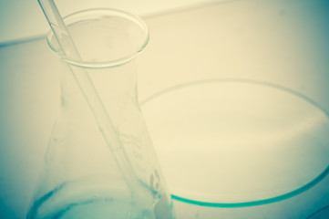 Chemical laboratory equipment. Flasks and test tubes