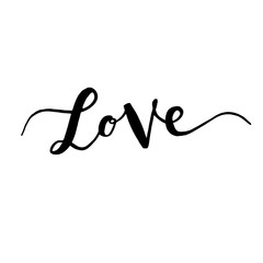 Inscription love, hand-drawn labels for greeting cards, 