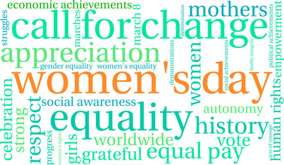 Fototapeta premium Women's Day Word Cloud on a white background. 