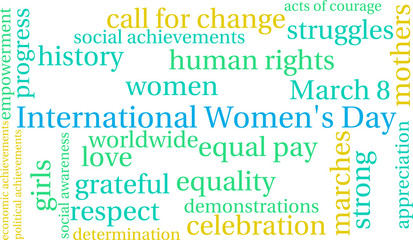 Fototapeta premium International Women's Day word cloud on a white background. 