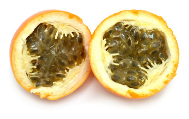 Passion fruit cut in half