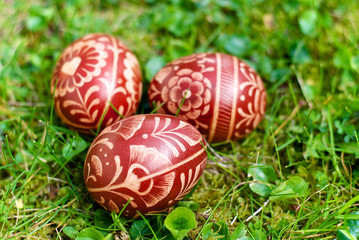 Traditional Polish Easter eggs - drapanki - obrazy, fototapety, plakaty