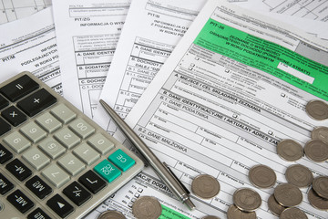 Polish tax form PIT-36 with other attachments for personal income tax purpose (for individuals engaged in business).