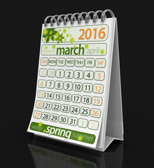 Calendar -  March 2016  (clipping path included)