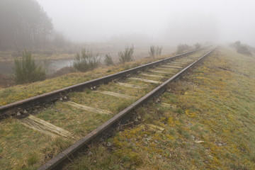 Fototapeta na wymiar Old railway line Borkense Course in the Netherlands.