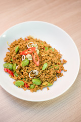 Fried spices mince pork with bitter bean (Parkia speciosa )