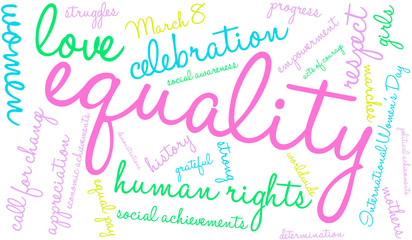 Equality Word Cloud on a white background. 