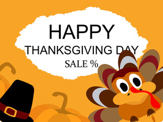 Colorful typographic poster collection for thanksgiving day with discounts and sales. Vector