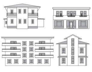  Building set Town house cottage and assorted real estate building icons flat isolated vector illustration