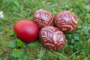 Traditional Polish Easter eggs - drapanki - obrazy, fototapety, plakaty