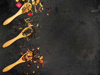 Herbal and masala tea on a black board