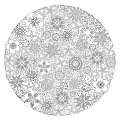Circle floral ornament. Hand drawn art mandala. Imitation of ink pen. Zentangle patters. Coloring book for grown up and adult. Flower drawing for stress relief, relaxation, meditation and creativity. 
