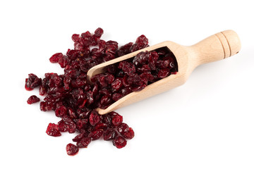 Dried cranberries  on white