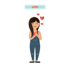 Color illustration of loving girl