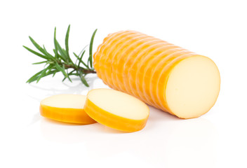 smoked cheese isolated on white background