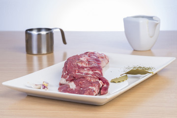 Solomillo de ternera crudo.