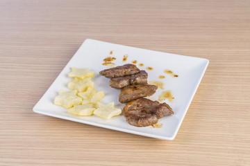 Solomillo de ternera con patatas.