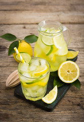 Cold lemonade with ice
