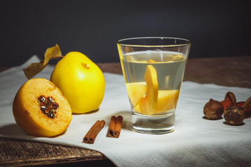 quince compote with quince on white