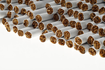 Heap of Tobacco Cigarettes, stack as a background texture, close